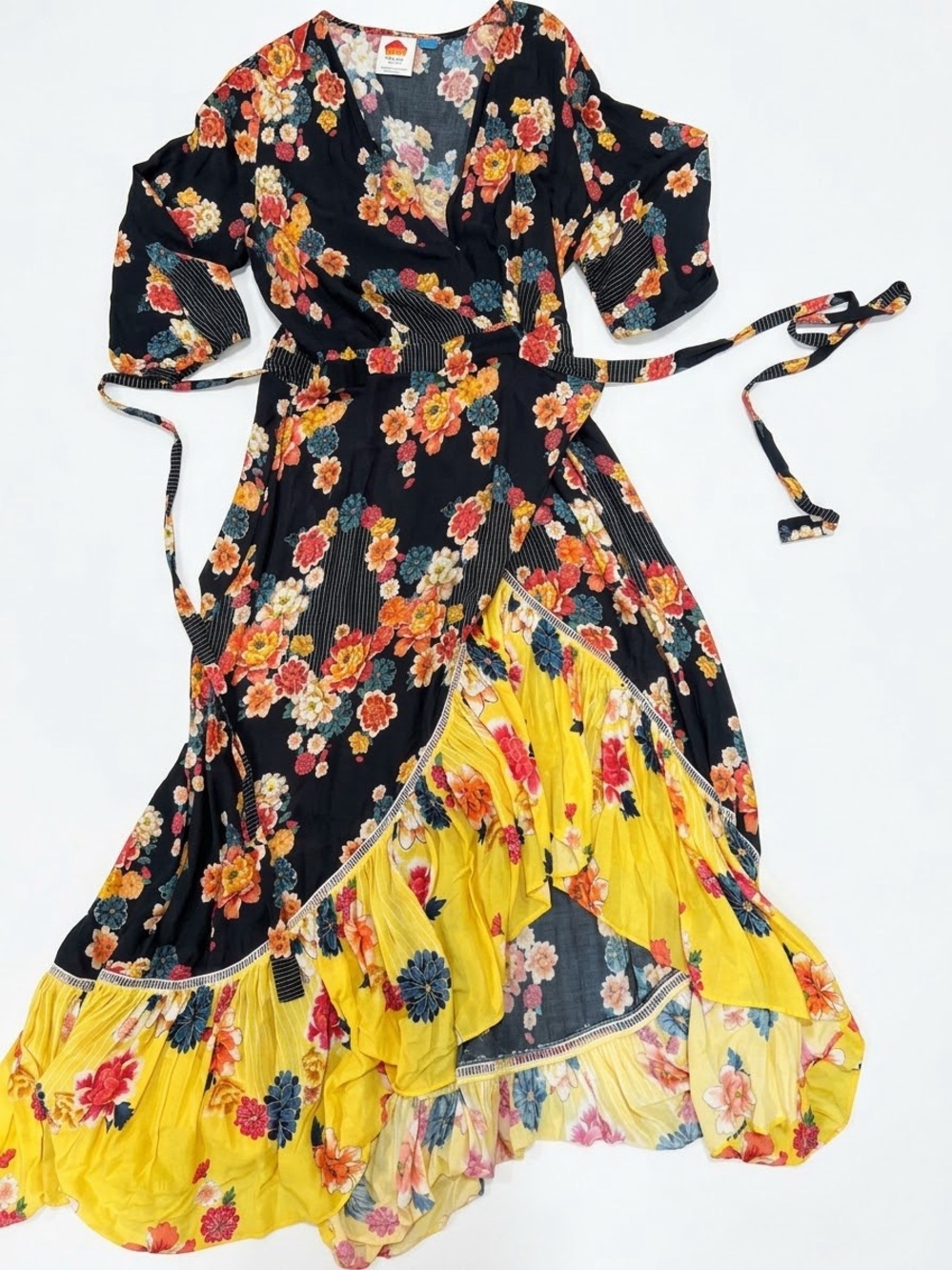 Farm Rio for Anthropologie Loretta Maxi Floral Wrap Dress Size Large
